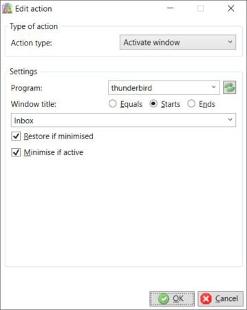 Activate window action